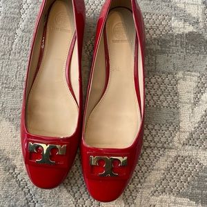 Red Tory Burch patent leather Gigi Pump. Worn once